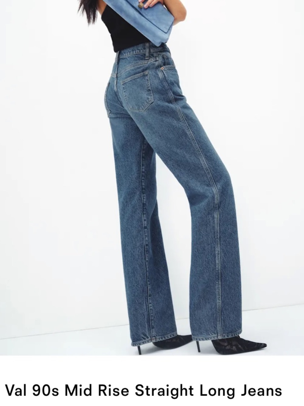 Like new* Reformation Val 90s Mid-Rise Straight LONG Jeans in the pelican color